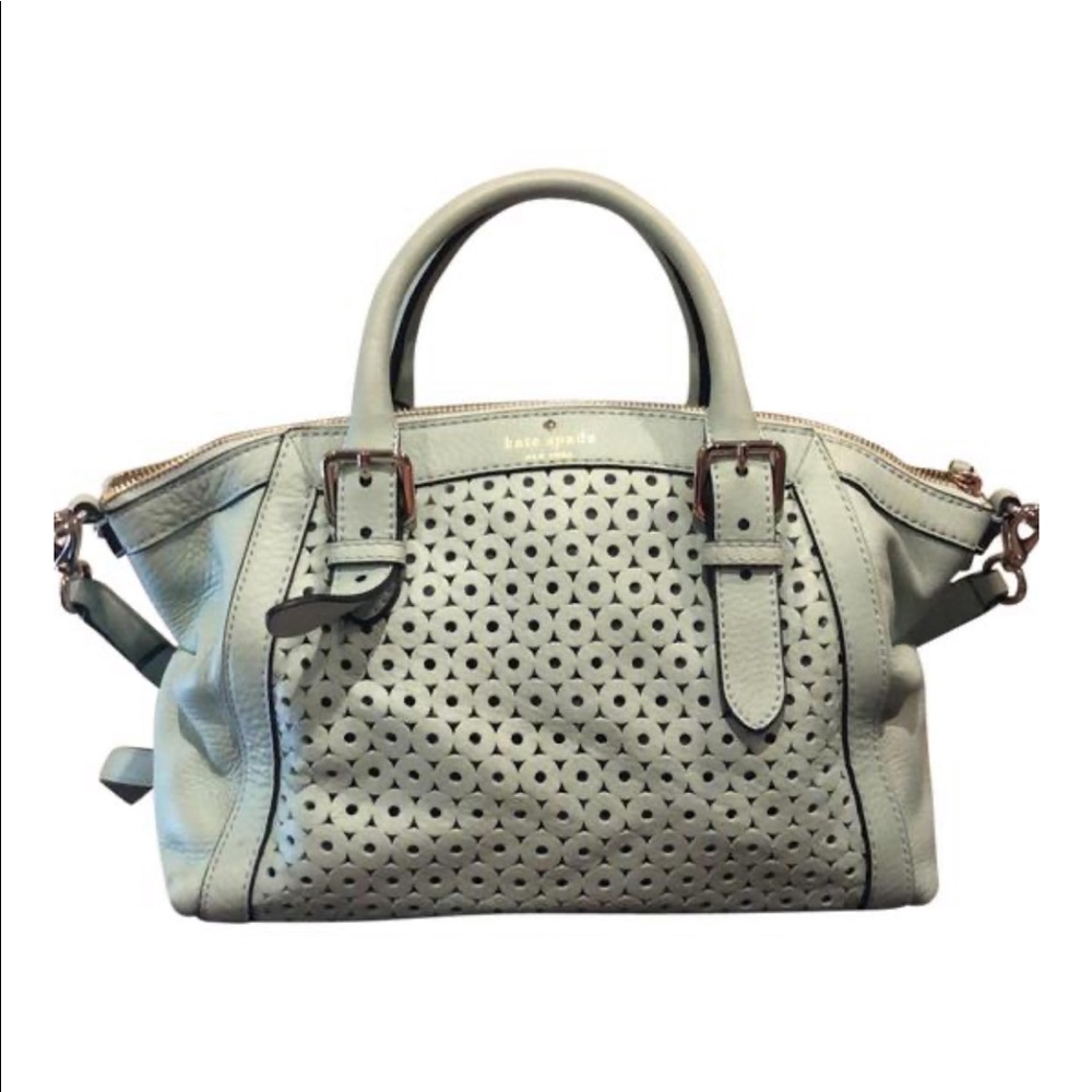 Kate Spade Laser Cut Mint Green Leather Satchel